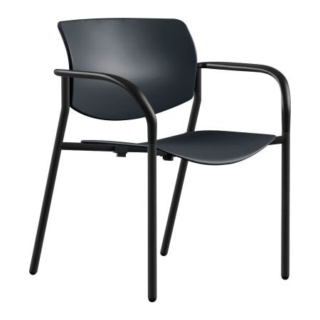 Lorell ® Stacking Chairs with Arms - Plastic - Black - Set of 2 LLR99969